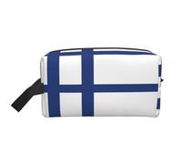 Finnish Flag Portable Large-Capacity Double-Sided Printed Travel Toiletry Storage Bag, a Must-Have for Travel.