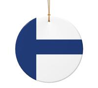 Finnish Flag Print Ceramic Round Pendant For Travel Ornaments For Home Decor Christmas Ornament