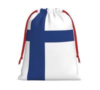 Finnish flag Print Christmas Drawstring Bags,Wedding Party Gifts wrapping bag,DIY Craft,Xmas,Presents