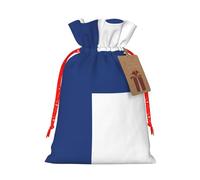 Finnish Flag Print Christmas Drawstring Holiday Candy Bag Xmas Sacks Reusable Wrapping Bags Party Favor
