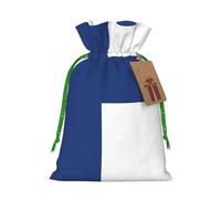 Finnish Flag Print Christmas Drawstring Holiday Candy Bag Xmas Sacks Reusable Wrapping Bags Party Favor
