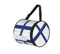 Finnish Flag Print Cylinder Bathroom Tissue Holder With Buckle Strap, Portable Paper Case For Road Trips