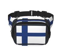 Finnish flag print Fanny Pack Waist Packs with Extender for Men Women, Waist Bag Hip Pack with Zipper Pockets, Black, One Size