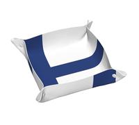 Finnish Flag Print Leather Valet Tray For Women,Travel Organizer, Trinket Jewelry Cosmetic Organizer Tray