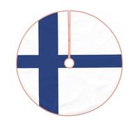Finnish Flag Print Rustic Xmas Tree Skirt,Perfect For Christmas,Halloween And New Year Celebrations