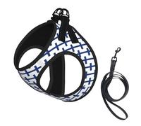 Finnish Flag Print Step in Dog Harness and Leash Set,Adjustable Reflective Harness for Small Dogs Cats