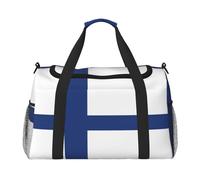 Finnish flag print Travel Duffle Bag Gym Bag for Women,Puffer Tote Bag,Weekender Overnight Bag Organizer, Black, One Size