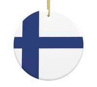 Finnish flag Printed Double-Sided Christmas Ceramic Ornaments - Perfect Souvenir Decorations for Festive and