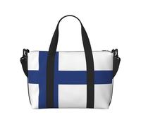 Finnish Flag Printed Travel Tote Bag, Large Capacity Gym Bag, Lightweight Weekend Travel Shoulder Bag, Unisex