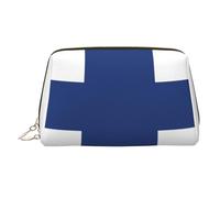 Finnish Flag Printed Zippered Toiletry Bag, Wide Open Storage Case for Personal Care Items and Cosmetics