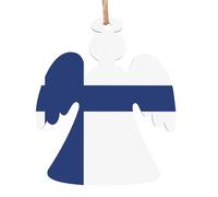 Finnish Flag Printing Angel Shape Christmas Decoration Set - Can be Hung on Christmas Trees and Windows - 6-Piece Set