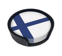 Finnish flag Prints Coaster Set - 6-Piece Set - Waterproof and Scalding-Resistant, Suitable for Home and Office Use