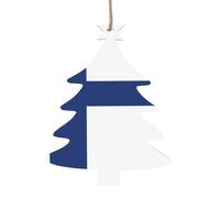 Finnish flag Wooden Christmas Tree Shape Christmas Decoration Set - Can be hung on Christmas trees and windows - 6-Piece Set
