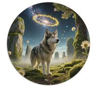 Finnish Lapphund 1000 Piece Jigsaw Puzzles Pet Dog Round Jigsaw Stress Reliever Educational Games Color Challenge for Travel Gifts,Present 1000pcs (67.5x67.5cm)