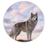 Finnish Lapphund 1000 Pieces Jigsaw Pet Dog Circular Jigsaw for Adults And Kids Cool Unique Challenge Games Scene Creative 1000pcs (67.5x67.5cm)