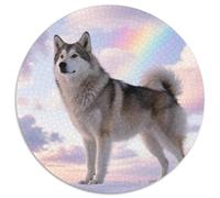 Finnish Lapphund 1000 Pieces Jigsaw Pet Dog Round Jigsaw for Adults And Kids Colorful Unique Challenge Games Scene Creative 1000pcs (67.5x67.5cm)