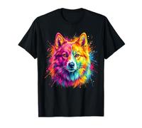 Finnish Spitz Colorful Dog Portrait T-Shirt