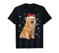 Finnish Spitz Dog Christmas Lights Funny Santa Hat Dog Xmas T-Shirt