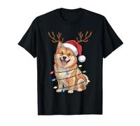 Finnish Spitz Dog Christmas Lights Santa Reindeer Xmas Dogs T-Shirt
