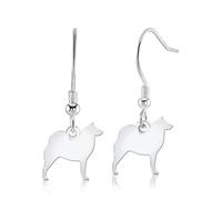 Finnish Spitz Silhouette Silver Earrings