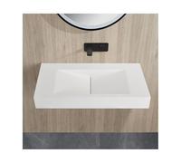 Fino Stone Burgos Matt White Sloped Wall Hung Basin - 900mm Luxury with Flat Side Storage for a Modern Designer Bathroom Experience