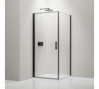 Fino Stone Carmen 8mm Glass Corner Shower - Black Frame - 100X195 Door And 80X195 Side Panel
