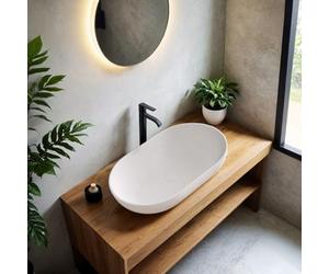 Fino Stone Isabena Matt White Countertop Stone Basin - 540mm Transform Your Bathroom into a Modern Luxury Space with a Modern Designer Fino Stone Basin