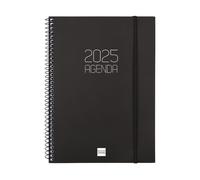 Finocam 2025 Week on 1 Page Horizontal Presentation Black French Planner (12 Months) - Medium (155x212 mm) - Black