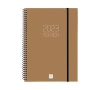 Finocam - Agenda 2023 Opaque Spiral Week Horizontal View January 2023 - December 2023 (12 months) Catalan Brown