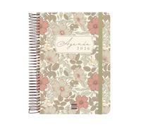 Finocam - Agenda 2026 1 Day Page | January - December (12 months) | 2026 Annual Agenda with Elastic Band | Spiral Hardcover Chloe - Brown - Catalan