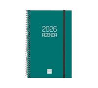 Finocam - Agenda 2026 Week to View Horizontal | January - December (12 months) | 2026 Annual Agenda with Elastic Band | Beta Polypropylene Cover - Green - Portuguese