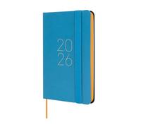 Finocam - Agenda 2026 Week to View Horizontal | January - December (12 months) | 2026 Annual Agenda with Elastic Band and Dot Ribbon | Soft Cover Flexi Smooth - Blue - Spanish