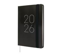 Finocam - Agenda 2026 Week to View Horizontal | January - December (12 months) | 2026 Yearly Agenda with Elastic Band and Dot Ribbon | Soft Cover Flexi Smooth - Black - Spanish