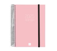 Finocam - Beta Spiral Agenda 2025 1 Day Page January 2025 - December 2025 (12 months) Pink Portuguese