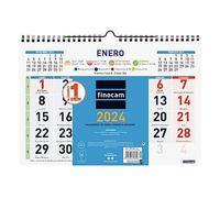 Finocam - Calendar 2024 Wall Color Large Numbers January 2024 - December 2024 (12 Months) Spanish Color