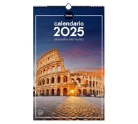 Finocam - Calendar Pictures of Spiral Wall to Write 2025 Month View January 2025 - December 2025 (12 months) Wonders of the World Spanish