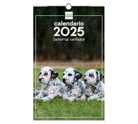 Finocam - Calendar Pictures of Spiral Wall to Write 2025 Month View January 2025 - December 2025 (12 months) Puppies Spanish