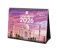 Finocam - Desktop Calendar 2026 Month View January - December 2026 + Sep.- Dec. 2025 (4 months) reduced | Calendar 2026 | Images Wonders of the World - English
