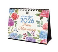 Finocam - Desktop Calendar 2026 Month View January - December 2026 + Sep.- Dec. 2025 (4 months) reduced | Calendar 2026 | Images Motivating phrases - Catalan