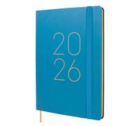 Finocam - Diary 2026 Week to View Vertical | January - December (12 months) | A5 Diary with elastic band and dot ribbon | Soft cover Flexi Smooth - Blue - Spanish
