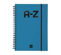 Finocam - Double Spiral Alphabetical Address Book and Elastic Band Closure | 48 Sheets | A5 Double Spiral Bound Alphabetical Contacts Organiser - Colour Magenta