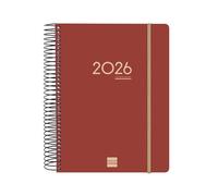 Finocam - Ikon 16-Month Planner 2025-2026 Page-A-Day September 2025 - December 2026 (16 Months) International Burgundy