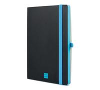 Finocam - Modern Plain Black Notebook, Soft Cover, Micro-Perforated Pages, Elastic closure, Pen Loop, 144 Pages