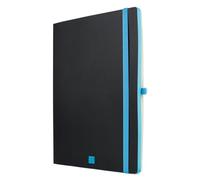 Finocam - Modern Plain Black Notebook, Soft Cover, Micro-Perforated Pages, Elastic closure, Pen Loop, 144 Pages