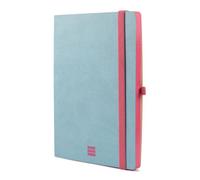 Finocam - Modern Plain Sky Blue Notebook, Soft Cover, Micro-Perforated Pages, Elastic closure, Pen Loop, 144 Pages