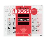 Finocam - Neutral Mixed Wall Calendar XL 2025 Month View January 2025 - December 2025 (12 months) Spanish