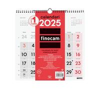 Finocam - Neutral Wall Calendar Large Numbers 2025 Month View January 2025 - December 2025 (12 months) Catalan
