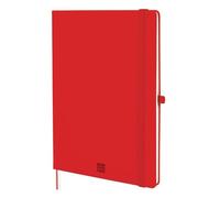 FINOCAM - Nexo Notebook Hard Cover Plain Red | Large Notebook with Micro-Perforated Pages | Pocket and Pen Holder | 72 Pages, Ideal for Writing and Drawing
