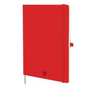 FINOCAM - Nexo Notebook Soft Cover Plain Red | Large Notebook with Micro-Perforated Pages | Pocket and Pen Holder | 72 Pages, Ideal for Writing and Drawing