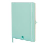 FINOCAM - Nexo Notebook Soft Cover Plain Turquoise | Large Notebook with Micro-Perforated Pages | Pocket and Pen Holder | 72 Pages, Ideal for Writing and Drawing
